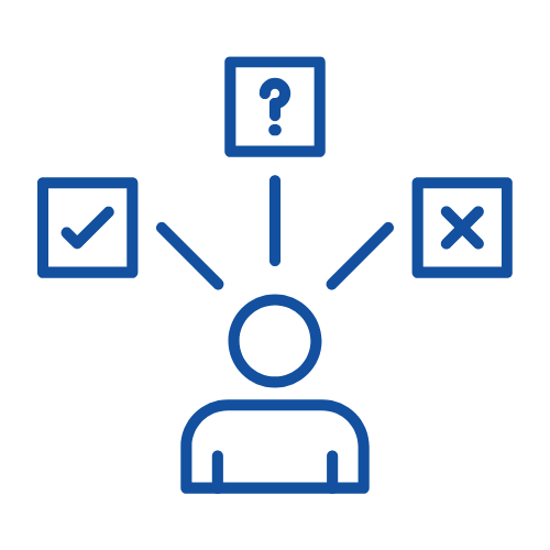 Ícono de análisis representando la evaluación del caso del cliente